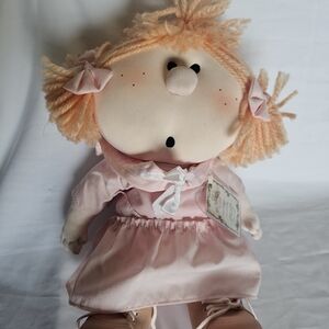 Vintage Plush Bumpkins ,Adorable Pink Doll with Dress
